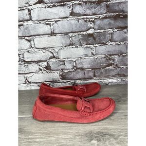 Piero Massetti Red Suede Leather Moccasin Driving Loafers Women Sz 37EU/6.5M US